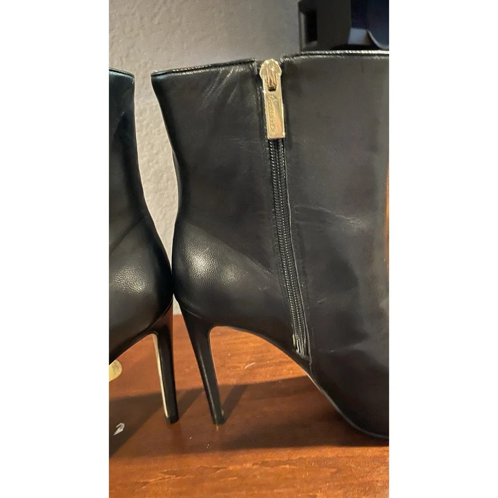 Louise et Cie Valmorel Black Leather Ankle Boots Womens Size 7M‎ Stiletto
